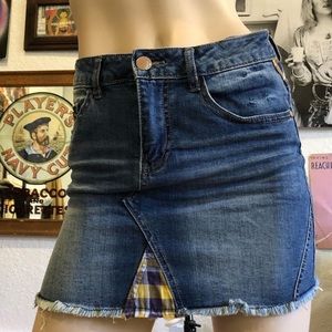 mini jean/plaid skirt